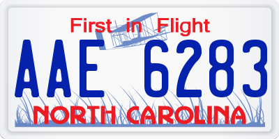 NC license plate AAE6283