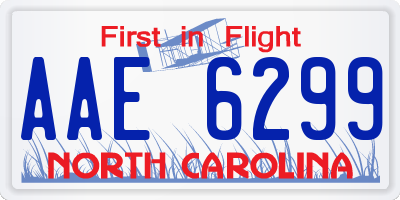 NC license plate AAE6299