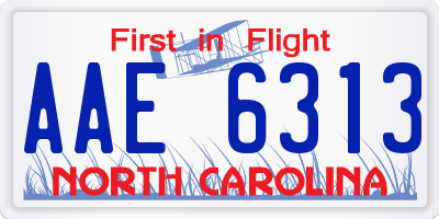 NC license plate AAE6313