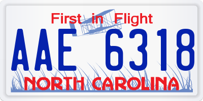 NC license plate AAE6318