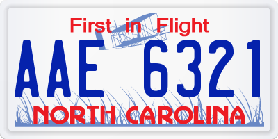 NC license plate AAE6321