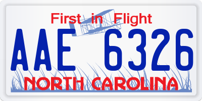 NC license plate AAE6326