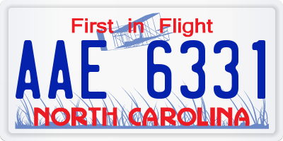 NC license plate AAE6331