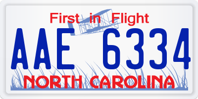 NC license plate AAE6334