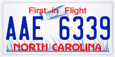 NC license plate AAE6339