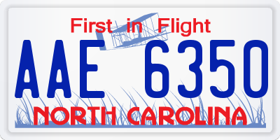 NC license plate AAE6350