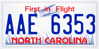 NC license plate AAE6353