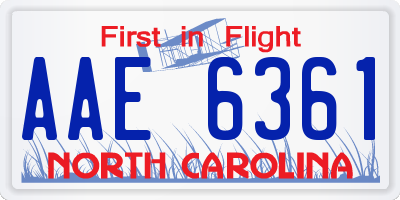 NC license plate AAE6361