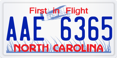 NC license plate AAE6365