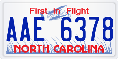 NC license plate AAE6378