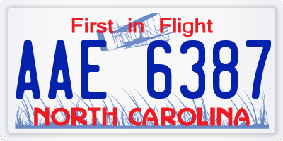 NC license plate AAE6387