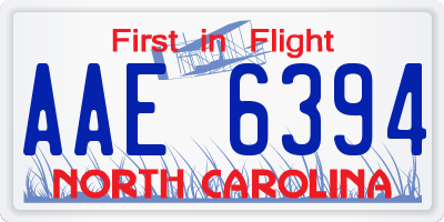 NC license plate AAE6394