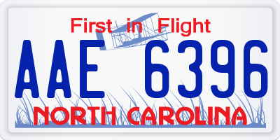 NC license plate AAE6396