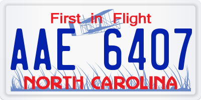 NC license plate AAE6407