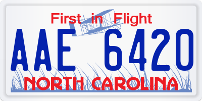 NC license plate AAE6420