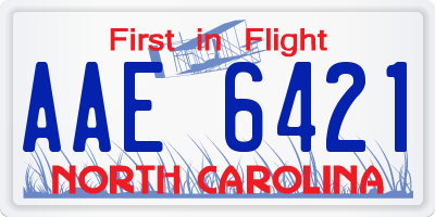 NC license plate AAE6421