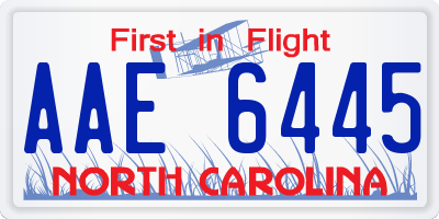NC license plate AAE6445