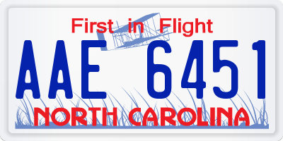 NC license plate AAE6451