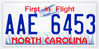 NC license plate AAE6453