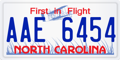 NC license plate AAE6454