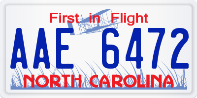 NC license plate AAE6472