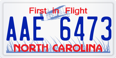 NC license plate AAE6473