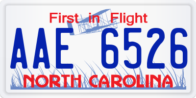 NC license plate AAE6526