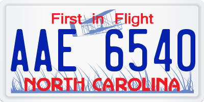 NC license plate AAE6540