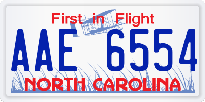 NC license plate AAE6554