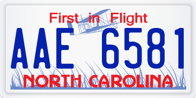 NC license plate AAE6581