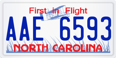 NC license plate AAE6593