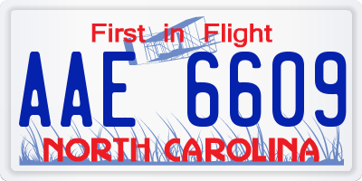 NC license plate AAE6609