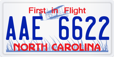 NC license plate AAE6622