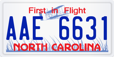 NC license plate AAE6631