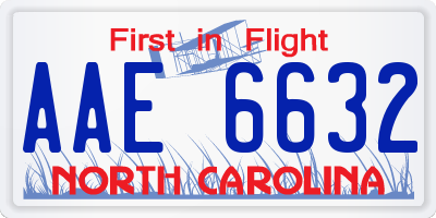 NC license plate AAE6632