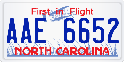 NC license plate AAE6652