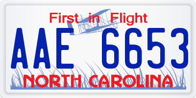 NC license plate AAE6653