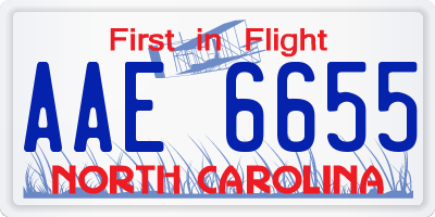 NC license plate AAE6655