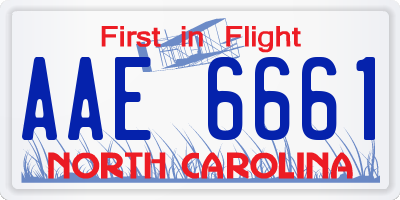 NC license plate AAE6661