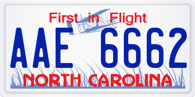 NC license plate AAE6662