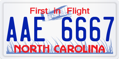 NC license plate AAE6667