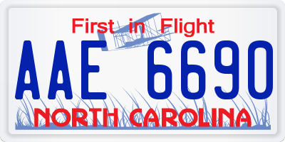 NC license plate AAE6690