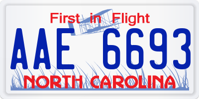 NC license plate AAE6693