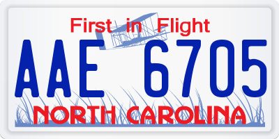 NC license plate AAE6705