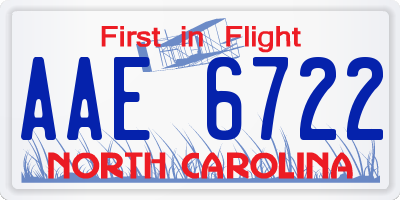 NC license plate AAE6722