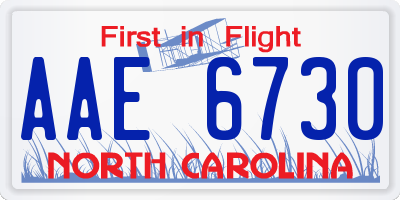 NC license plate AAE6730
