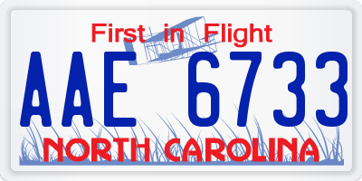 NC license plate AAE6733