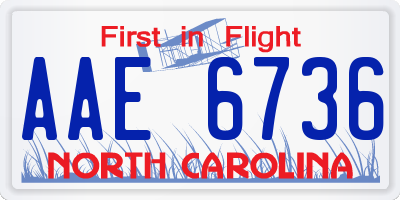 NC license plate AAE6736