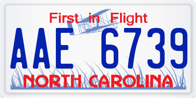 NC license plate AAE6739
