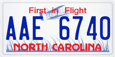 NC license plate AAE6740